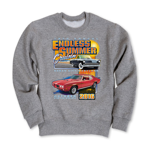 2016 Cruisin Endless Summer official classic car show gray sweatshirt Ocean City MD
