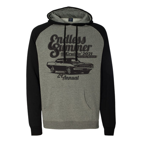 2021 Cruisin Endless Summer official car show long sleeve hooded sweatshirt gray/black Ocean City