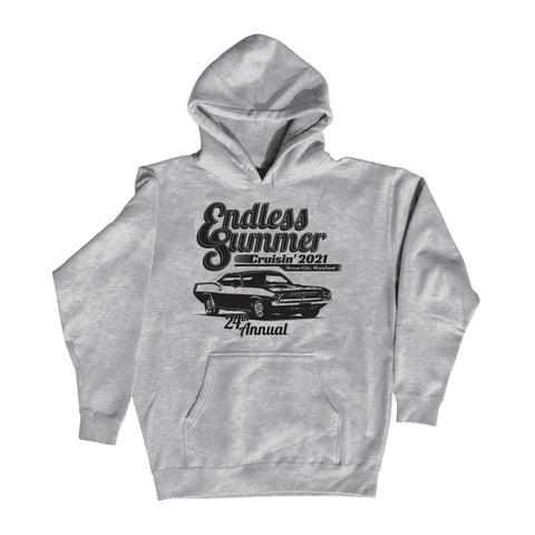 2021 Cruisin Endless Summer official car show long sleeve hooded sweatshirt gray Ocean City