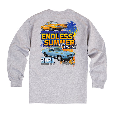 2021 Cruisin Endless Summer official car show long sleeve t-shirt gray Ocean City MD