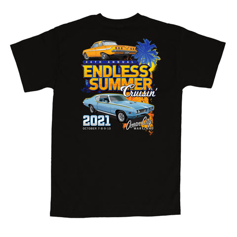 2021 Cruisin Endless Summer official car show event pocket t-shirt black Ocean City MD