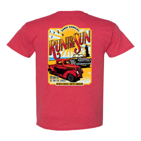 2022 Run to the Sun official car show event t-shirt heather red Myrtle Beach, SC