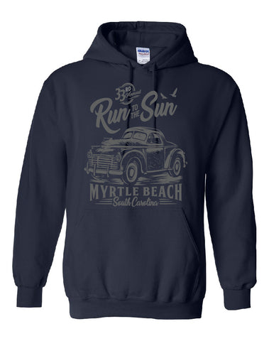 2022 Run to the Sun official car show hooded sweatshirt navy Myrtle Beach, SC