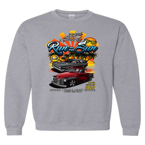 2022 Run to the Sun official car show long sleeve sweatshirt gray Myrtle Beach, SC