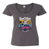 2022 Run to the Sun car show women's cut scoop neck t-shirt charcoal Myrtle Beach, SC