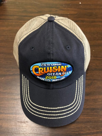 2018 Cruisin official car show event trucker hat navy and tan Ocean City MD