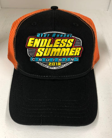 SALE - 2018 Cruisin Endless Summer official car event trucker hat black and orange OC MD
