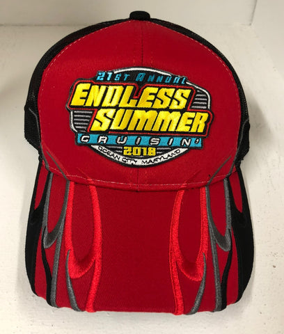 2018 Cruisin Endless Summer official car show event trucker hat red with black mesh OC MD