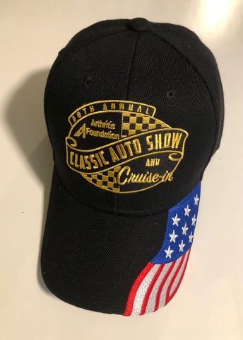 38th Annual Classic Auto Show event hat black with American flag
