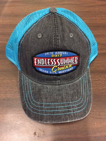 2017 Cruisin Endless Summer official car show event trucker hat gray and blue Ocean City MD