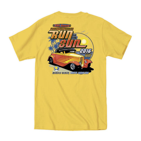 2016 Run to the Sun official car show event t-shirt yellow Myrtle Beach South Carolina
