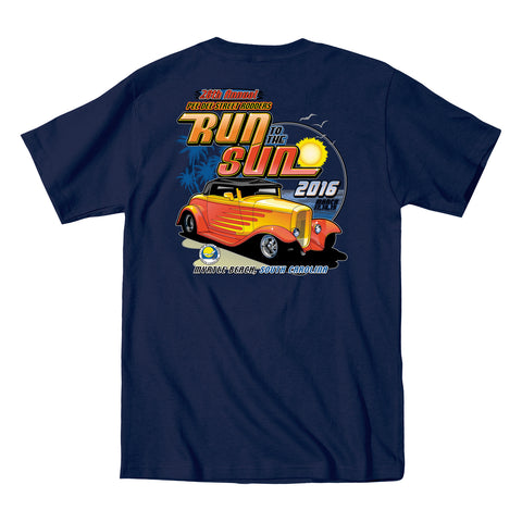 2016 Run to the Sun official car show event t-shirt navy pocket Myrtle Beach SC
