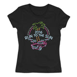 2016 Run to the Sun official car show event women t-shirt black scoop neck