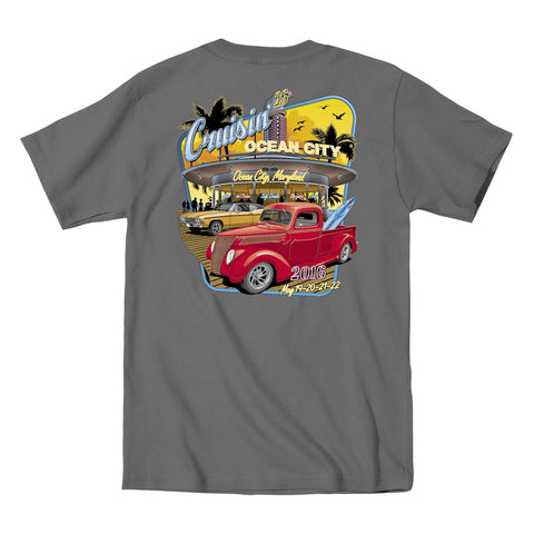 2016 Cruisin official classic car show event t-shirt charcoal Ocean City Maryland