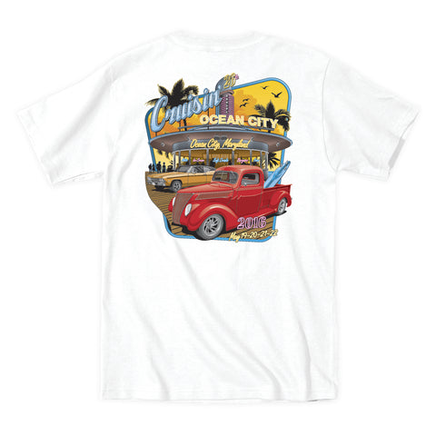 2016 Cruisin official classic car show event t-shirt white Ocean City Maryland
