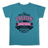 2016 Cruisin Ocean City official car show event women t-shirt aqua v-neck