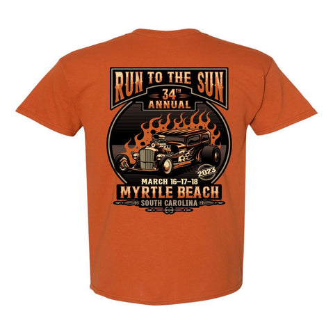 2023 Run to the Sun official car show event t-shirt texas orange Myrtle Beach, SC