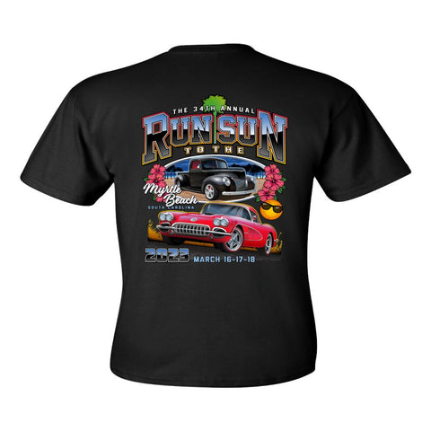 2023 Run to the Sun official car show event t-shirt black with pocket Myrtle Beach, SC