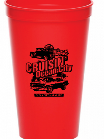 2019 Cruisin Ocean City official car show red drink plastic cup