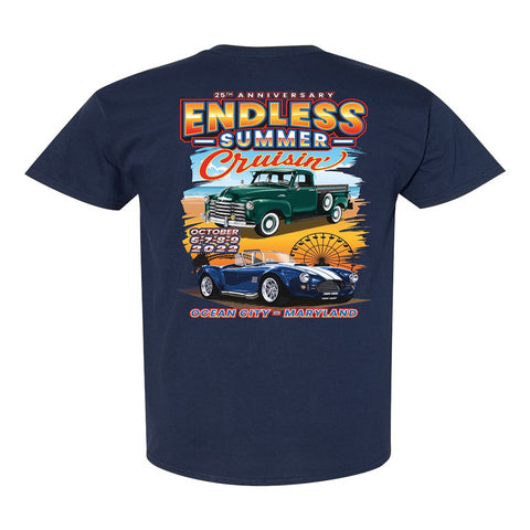 2022 Cruisin Endless Summer official car show event t-shirt navy blue Ocean City MD
